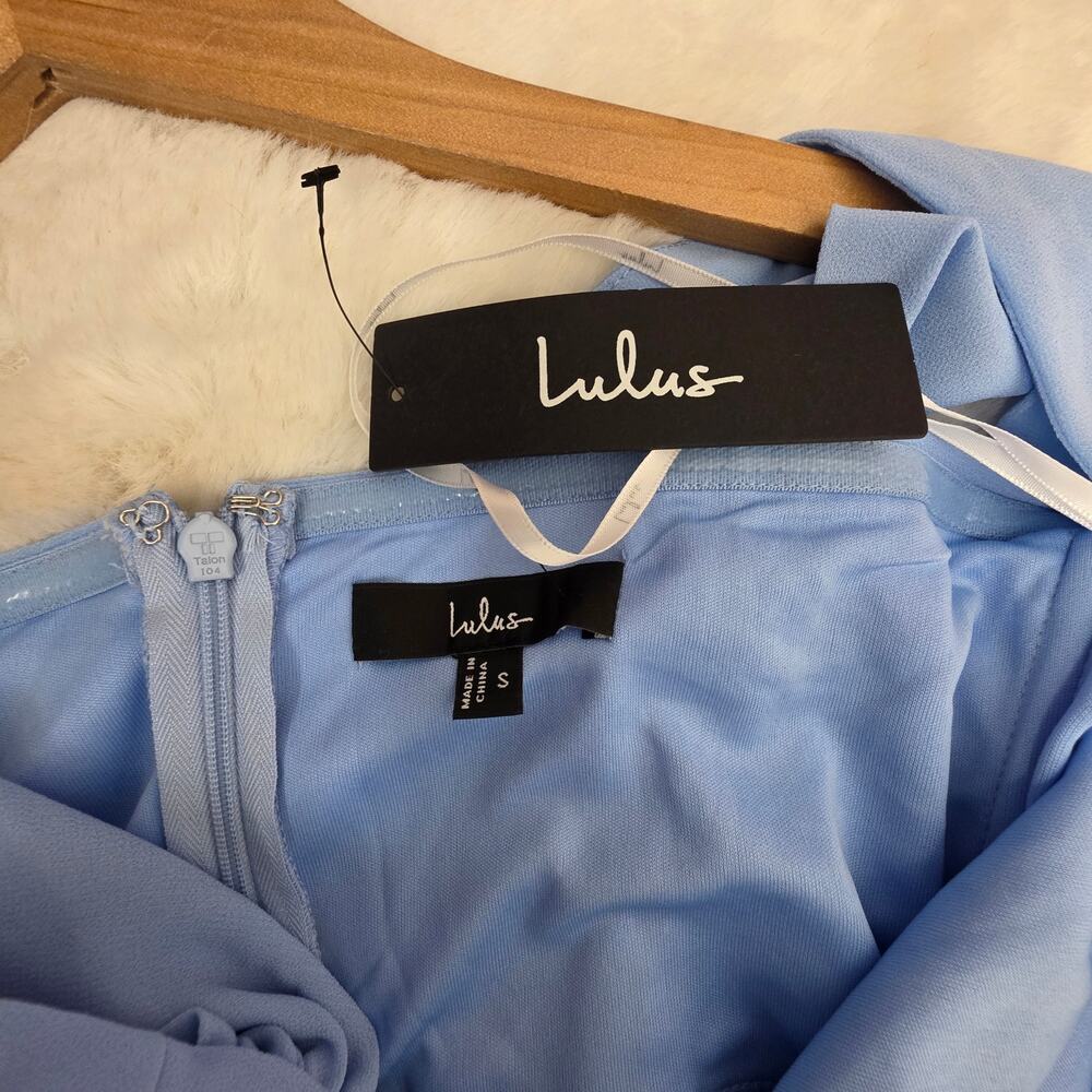 NWT Lulus Magical Magnetism Light Blue Off The Shoulder Maxi Dress Small - Picture 12 of 12